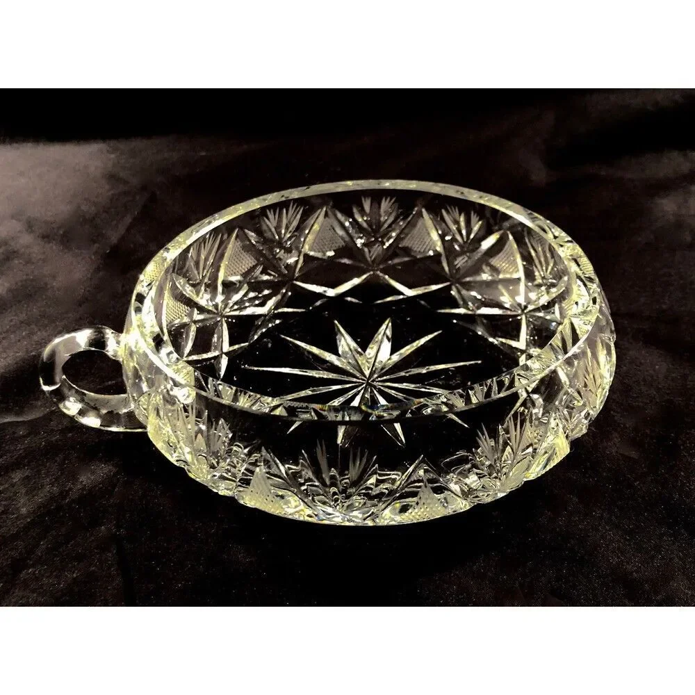 Cut Crystal Dessert / Wine Bottle Coaster/ Nappy / Trinket Dish, MF Unknown